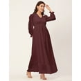 thumbnail image 3 of Moomaya Elegant Solid Long Sleeve Dress - V Neck, Empire Waist, Evening Wear, 3 of 9