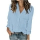 thumbnail image 3 of Jeans de tiro bajo,Camisa informal de cuello en V para mujer, manga larga, botones y bolsillo, tejido suave, versátil para uso diario, sopatenor, 3 of 9