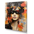 thumbnail image 2 of Designart "Grunge Portrait of Woman in Orange II" Fashion Canvas Wall Art - Glam Grey Woman Pop Art Entryway Wall Art, 2 of 6