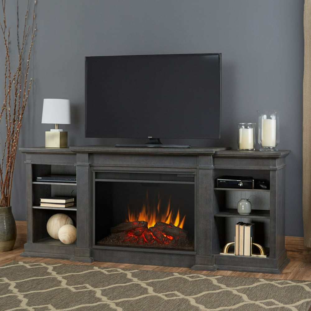 Eliot Grand Entertainment Center Electric Fireplace in Antique Gray by Real Flame