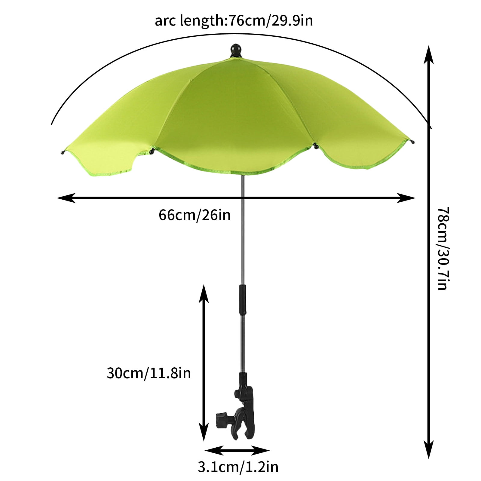 SPOORYYO Universal Baby Pram Umbrella, Foldable Sunshade for Stroller and Pushchair, Easy Attach Clamp, 78cm Expanded Size