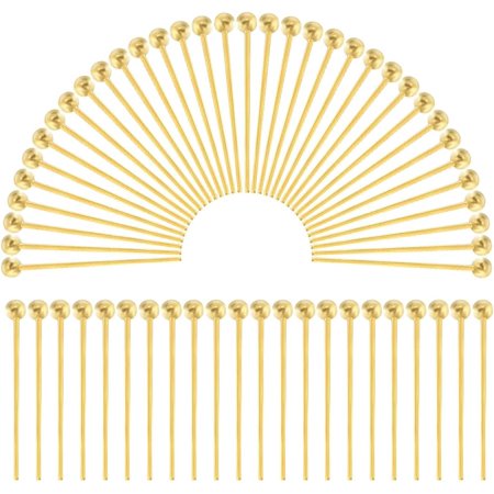 600Pcs Jewelry Findings Brass Ball Head Pins Golden 20x0.5mm 24 Gauge Head: 1.5mm