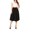 thumbnail image 4 of Women's Solid Basic Casual Elastic Waist A-line Flared Midi Skirt S-3XL, 4 of 7
