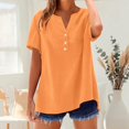 thumbnail image 2 of Endives Women's Short Sleeve T-shirt Cotton Linen T Shirts Summer Button Down Tops Casual Blouses Oversized T shirts 2025, 2 of 8