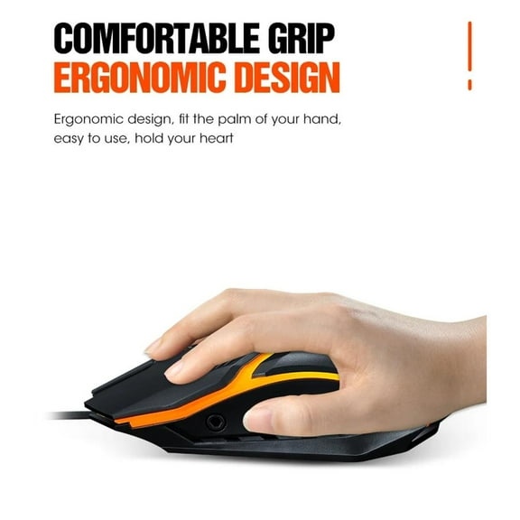 QHUDLV Wired Gaming Mouse,LED Optical Mice,6 Buttons for Laptops & PC