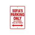 thumbnail image 1 of Sofia's Parking Only All Others Will Be Towed Name Gift Novelty Metal Aluminum 8"x12" Sign, 1 of 1