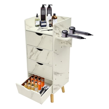 4-Drawer Hair Salon Storage Cabinet Beauty Barber Salon Organizer with Hair Dryer Holder