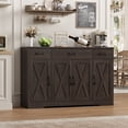 thumbnail image 3 of Homfa Buffet Cabinet with 3 Drawers and 4 Doors, 55.1” W Kitchen Sideboard Storage Cabinet with Adjustable Shelves, Farmhouse Coffee Bar Cabinet for Dining Room, Dark Brown, 3 of 8