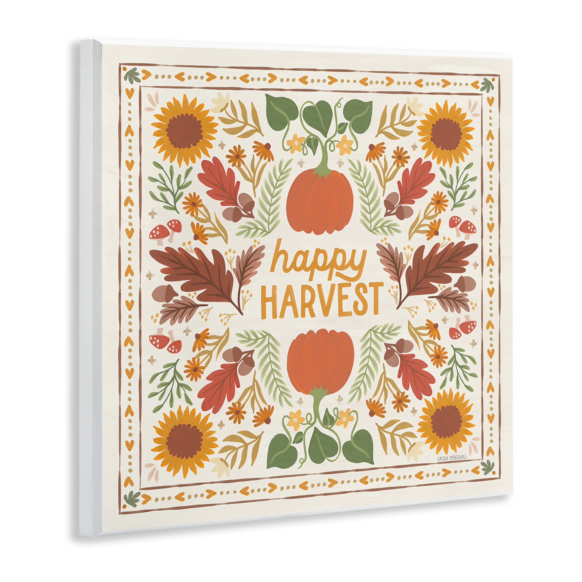Stupell Industries Happy Harvest Pattern Landscape Painting Unframed Art Print Wall Art, 12 x 12