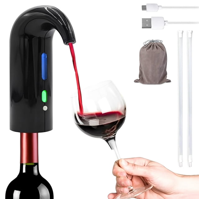 DEBGFS Electric Wine Aerator USB Rechargeable Wine Aerator Pourer Wine Decanter Pump Dispenser Automatic Wine Oxidizer Dispenser Portable Pump Aeration Pourer for Wine Lovers Gift