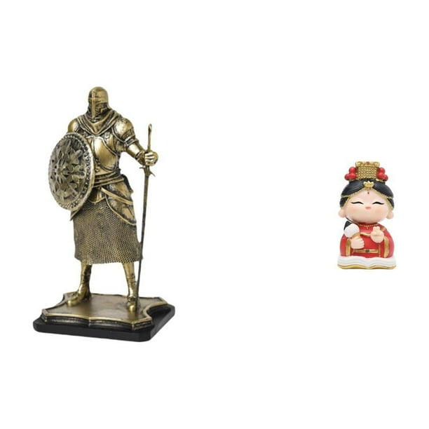 Escultura De Resina De Un Caballero Europeo Y La Madre Mazu. Adorno De Escritorio Creativo. Figura Decorativa Para Sala De Estar, Entrada, Dormitorio, Armario. Decoración Del Hogar. Regalo