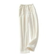 thumbnail image 5 of Hearthz Women's Fuzzy Plush Pajama Pants White Winter Fuzzy Elastic Waist Wide Leg Lounge Pants with Pockets Fall Winter Warm Pj Bottoms for Women, 5 of 6