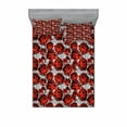 thumbnail image 2 of Floral Bedding Set with Sheet & Covers, Rose Flowers Vintage Design Elements Petals Leaves Love Themed Valentines Image, Printed Bedroom Decor 2 Shams, 4 Sizes, Red Grey Black, by Ambesonne, 2 of 3