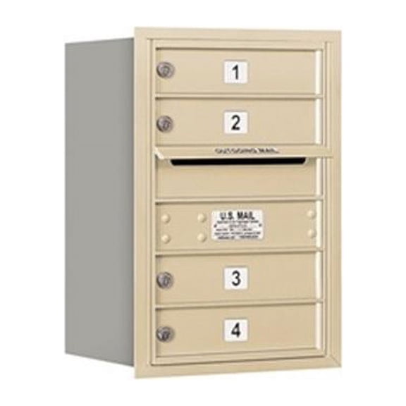 Salsbury 3706S-04SRU 6 Door High Unit 23.50 Inches - Single Column - 4 Mb1 Doors - Sandstone - Rear Loading - Usps Access