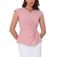 thumbnail image 1 of Camisetas de trabajo casuales para mujer INSPIRE CHIC con cuello en V y mangas cortas, color rosa, 1 of 6