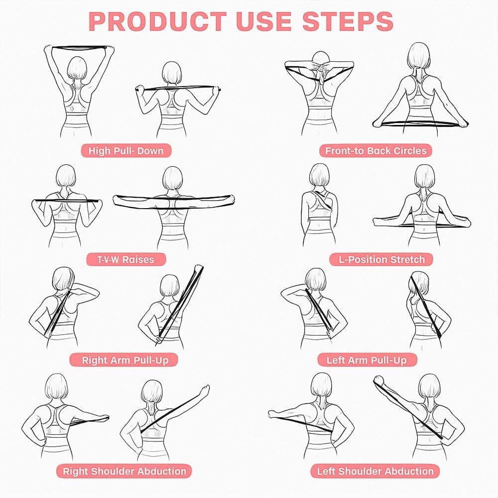 ABPETE Resistance Bands, Figure 8 Exercise Bands for Women Men, Portable 8 Shaped Resistance Bands for Arms Back Stretch Training(Pink 25lb + Purple 25lb)