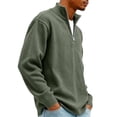 thumbnail image 4 of Long Sleeve Shirts for Men Corduroy Stand Collar T Shirt Casual Tops for Men Fall Layering Tops Classic Shirts Green 3XL, 4 of 6