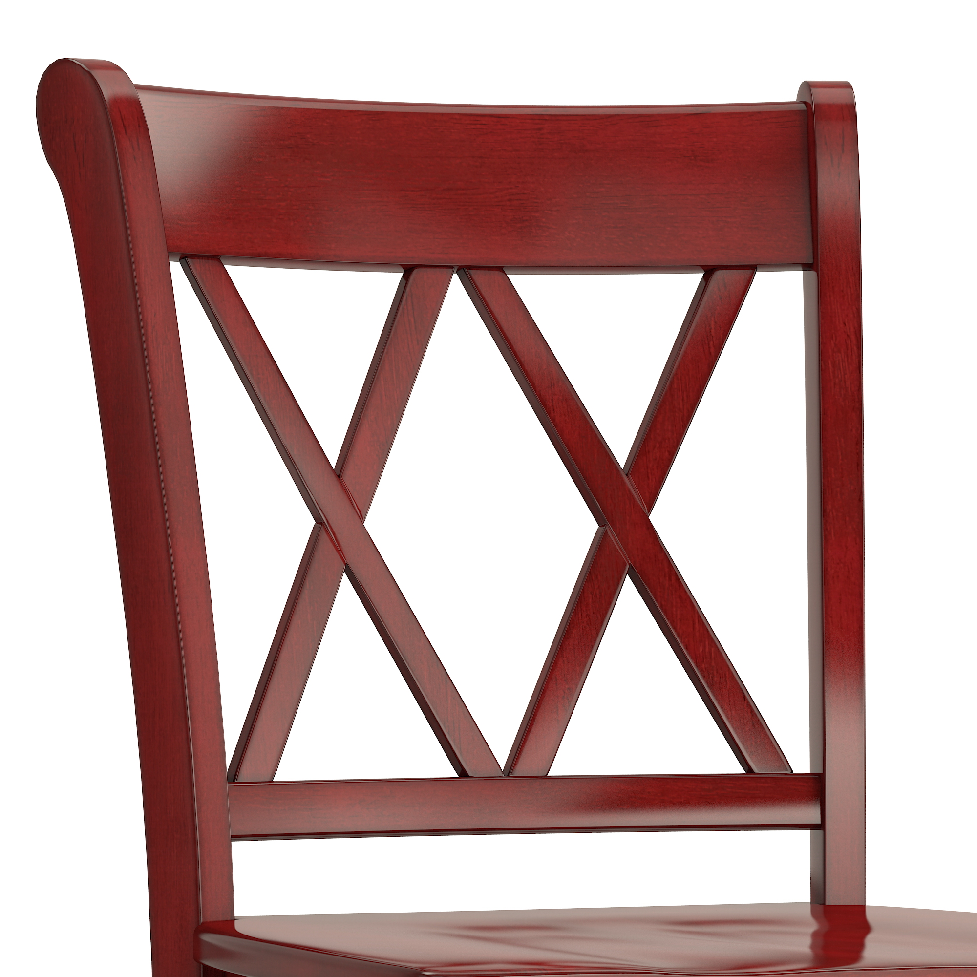 Weston Home Farmhouse Vintage Double X Solid Wood Bar Height Chair, Set of 2, Antique Red