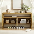 thumbnail image 2 of Euroco 60" Sideboard Buffet Cabinet with Storage, Solid Wood Coffee Bar Station Table with 4 Doors and Open Shelf for Living Room,Hallway,Natural, 2 of 7