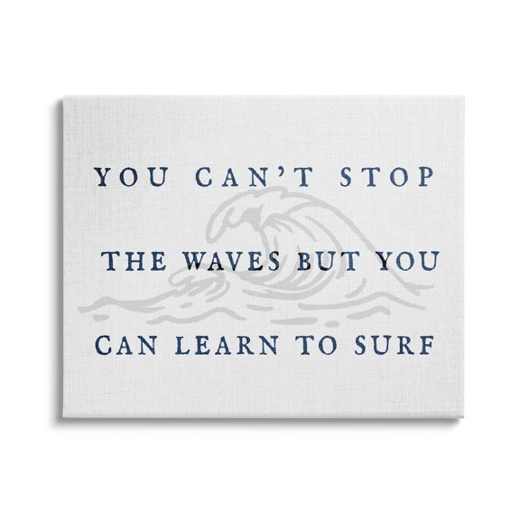 Stupell Industries Learn to Surf Inspirational Landscape Painting Gallery Wrapped Canvas Art Print Wall Art, 20 x 16