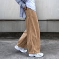 thumbnail image 2 of TNOBHG Men Straight Leg Pants Men Corduroy Pants Straight Leg Japanese Retro Style Elastic Waist Drawstring Loose Fit Trousers, 2 of 8