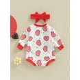 thumbnail image 4 of Seyurigaoka Baby Girls Valentine’s Day Bodysuits Outfits Long Sleeve Star Heart Print Romper Tops with Bowknot Headband Set, 4 of 8