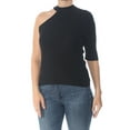 thumbnail image 3 of bar III Womens One-Shoulder Pullover Sweater, Black, Large, 3 of 4