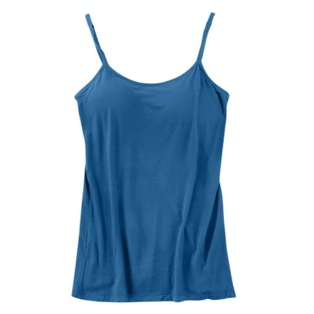 

iOPQO Women s Tanks Womens Cotton Camisole Adjustable Camisole With Frame Bra Stretch Undershirt Blue XL