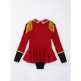 thumbnail image 6 of iiniim iiniim Kids Girls Leotard Long Sleeves Tassel Jumpsuit with Tie Party Red 8, 6 of 7