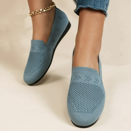 

Mackneog Ladies Summer Breathable Women Running Shoes Slip On Flat Shoes Lightweight Knitting Comfortable Flat Casual Shoes Gift on Clearance