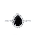 thumbnail image 4 of Rosec Jewels Black Onyx Teardrop Ring for Women with Diamond Halo (5X7 MM Pear Shape Onyx), 10K White Gold, US 4.00, 4 of 8