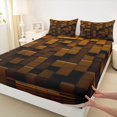 thumbnail image 3 of Feelyou Pixelated Blocks Miners Twin Sheet Sets, Brown Grid Patchwork Twin Fitted Sheet, Modern Video Gamepad Flat Sheet, Super Cozy Room Decor, 3 Pieces, 3 of 7