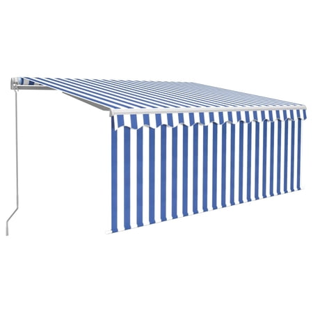 Suzicca Manual Retractable Awning with Blind 9.8 x8.2  Blue&White