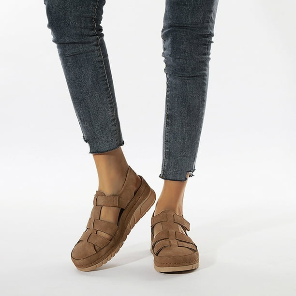 Sandalias de mujer suaves y cómodas con cuña calada de color sólido de verano para mujer Wmkox8yii sa1649