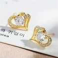 thumbnail image 4 of Viadha Earrings for Women Women's Fashion Crystal Heart Earring Heart Ear Studs Jewelry Gift, 4 of 6