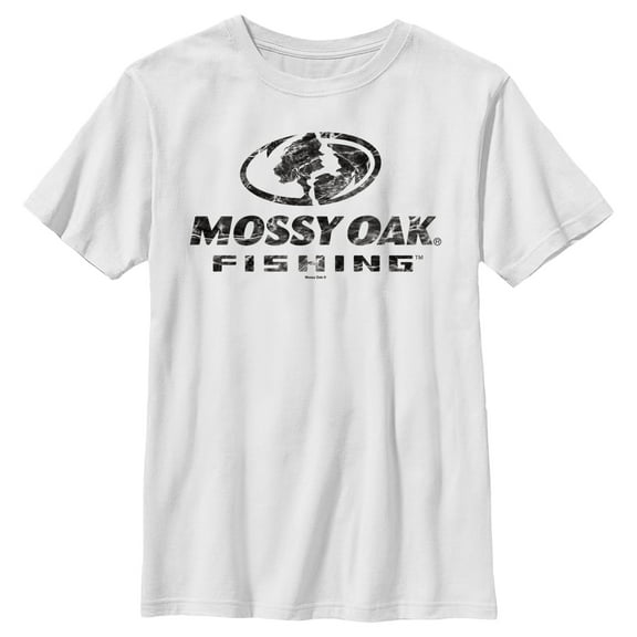 Boy's Mossy Oak Black Water Fishing Logo Graphic Tee White X Large