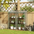 thumbnail image 3 of 56.3" W x 18.1" D x 55.5" - 59.4" H Mini Greenhouse with 3 Tier Shelves,Lean-to Portable Garden Hot House with 2 Roll-Up Doors for Indoor Outdoor,Clear, 3 of 8