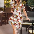 thumbnail image 3 of Uemuo Santa Claus bells Print Womens Summer Dress Casual Swing Short Sleeve Sundresses Beach A-line Shift Dress, 3 of 6