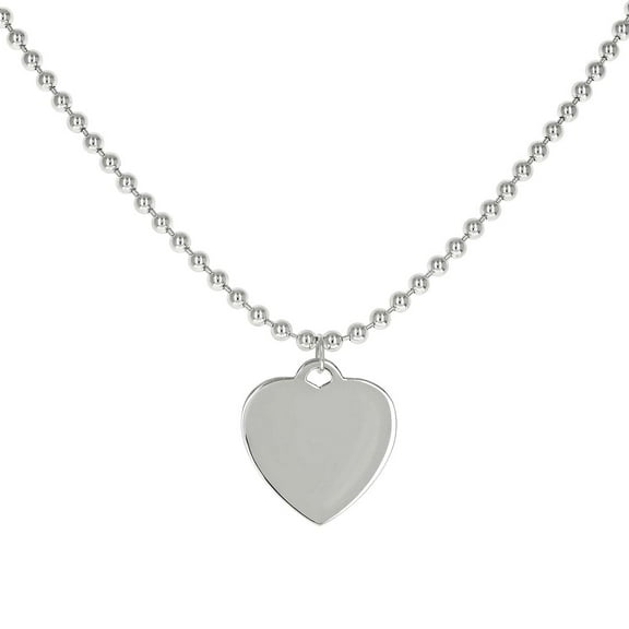 925 Sterling Silver Womens Love Heart Charm Beaded Necklace 20 Inch 26.8x21.8mm Wide Pendant Necklace for Women