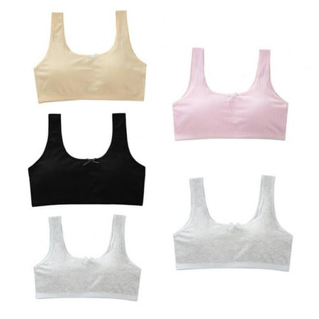 

Girl s Training Bra - Seamless Crop Sports Bra with Removable Pads (5 Pack)