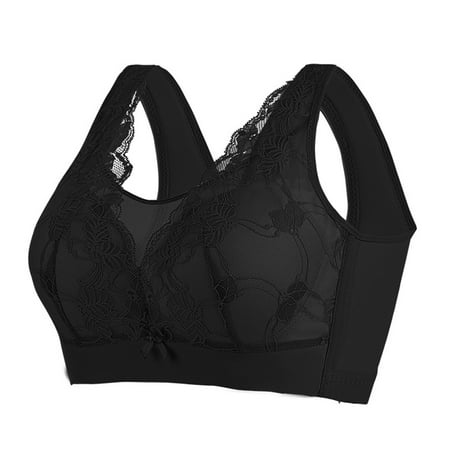 Gnurob on Sale Bras for Women No Underwire Bralette Comfort Seamless Supportive Bra Raceback Push Up Bralettes Full Coverage Underwear Clearance Black 40/90