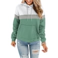 thumbnail image 4 of Jinhomg Fall Winter Casual Sweatshirts for Women 2025 Fashion Color Block Hoodies Casual Cozy Long Sleeve Kangaroo Pocket Sweatshirt with Drawstring Summer Saving Green XXL, 4 of 6
