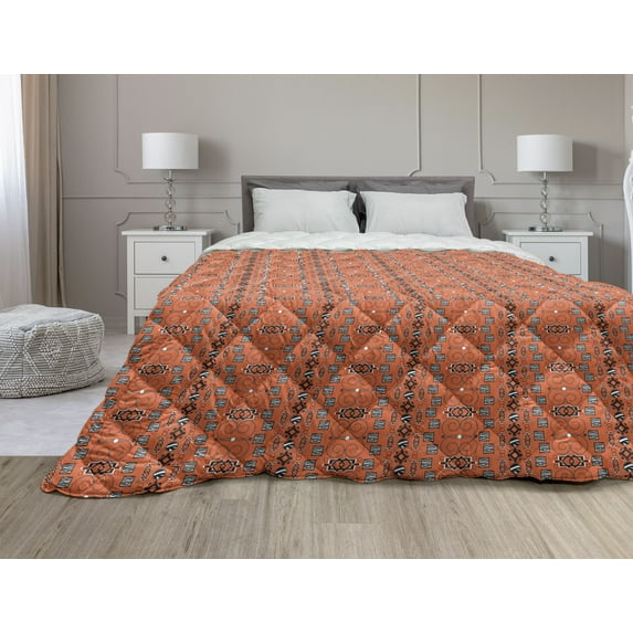 Orient Down Alternative Comforter, Middle Eastern Persian Floral Pattern with Paisley Leaves Boho Art Print, Microfiber Quilt for All Season, 5 Sizes, Multicolor, by Ambesonne