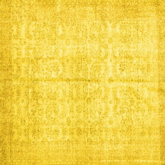 Ahgly Company Indoor Square Persian Yellow Traditional Area Rugs, 4' Square