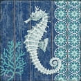 thumbnail image 4 of Gango Home Decor Blue & Teal Seahorse, Whale, Octopus & Lobster Set; Four 12x12in Art Prints in Distressed White Frames, 4 of 7