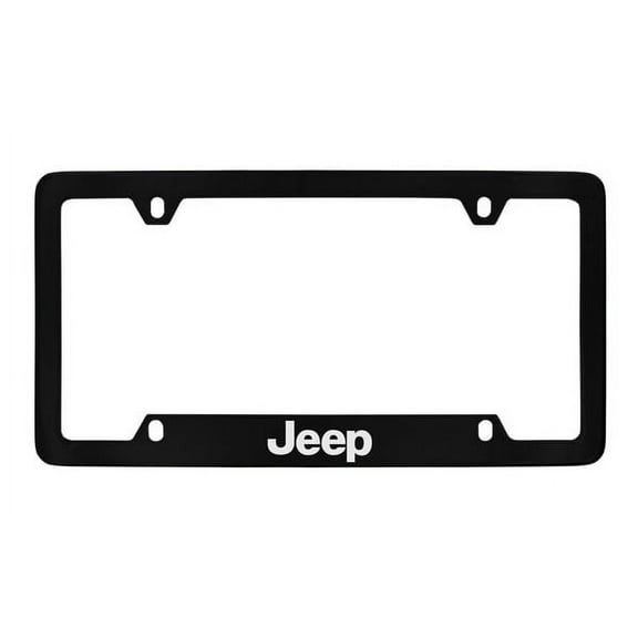 Jeep Wordmark Black Coated Metal Bottom Engraved License Plate Frame Holder