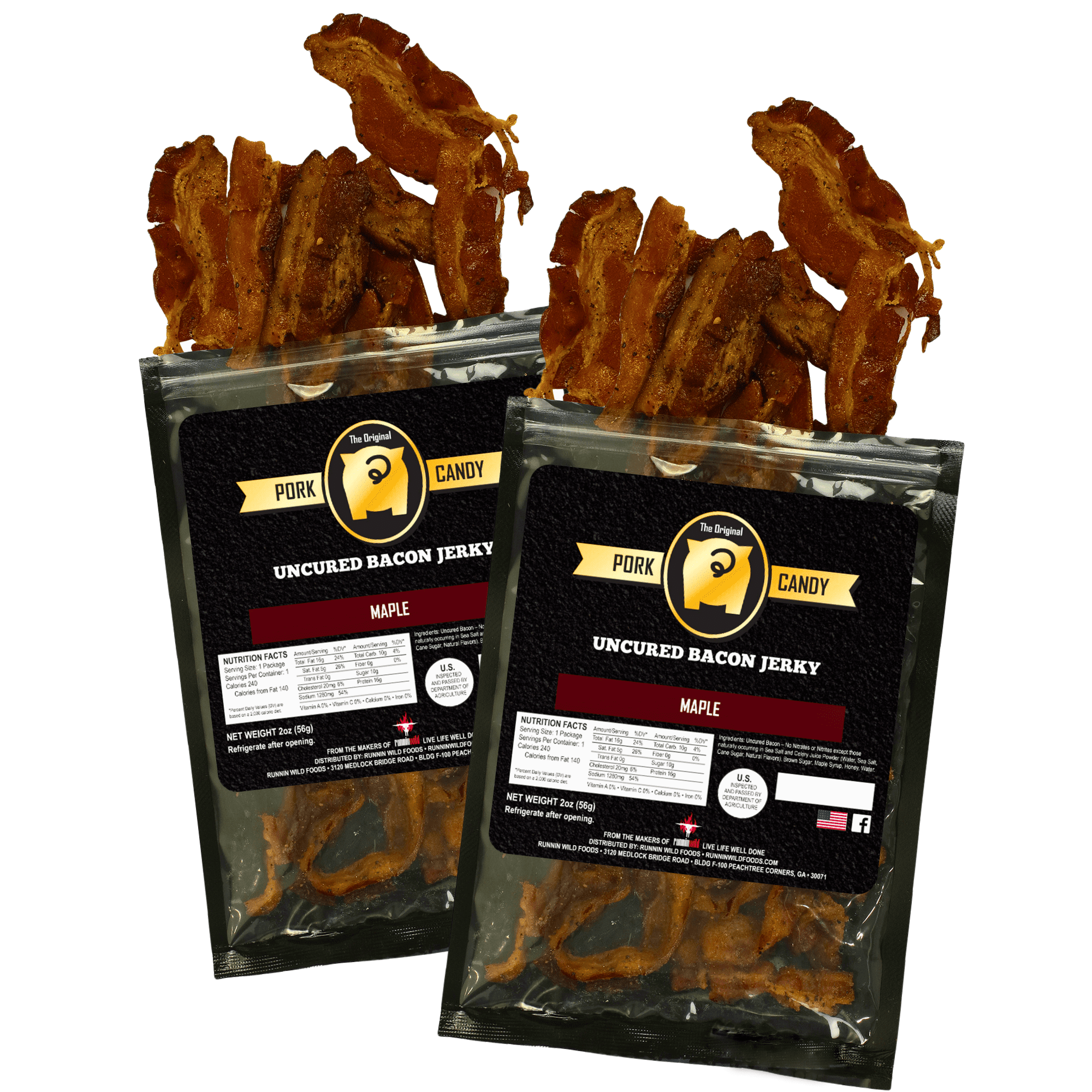 Maple Brown Sugar Bacon Jerky 4 ounces total (Pack of 2 bags, 2