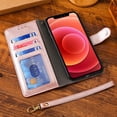 thumbnail image 5 of 1 funda para iPhone 14 Pro, funda de cuero con cremallera y tapa tipo billetera, soporte inalámbrico con 3 ranuras para tarjetas y 1 billetera, soporte con cierre magnético para iPhone 14 Pro, 5 of 5