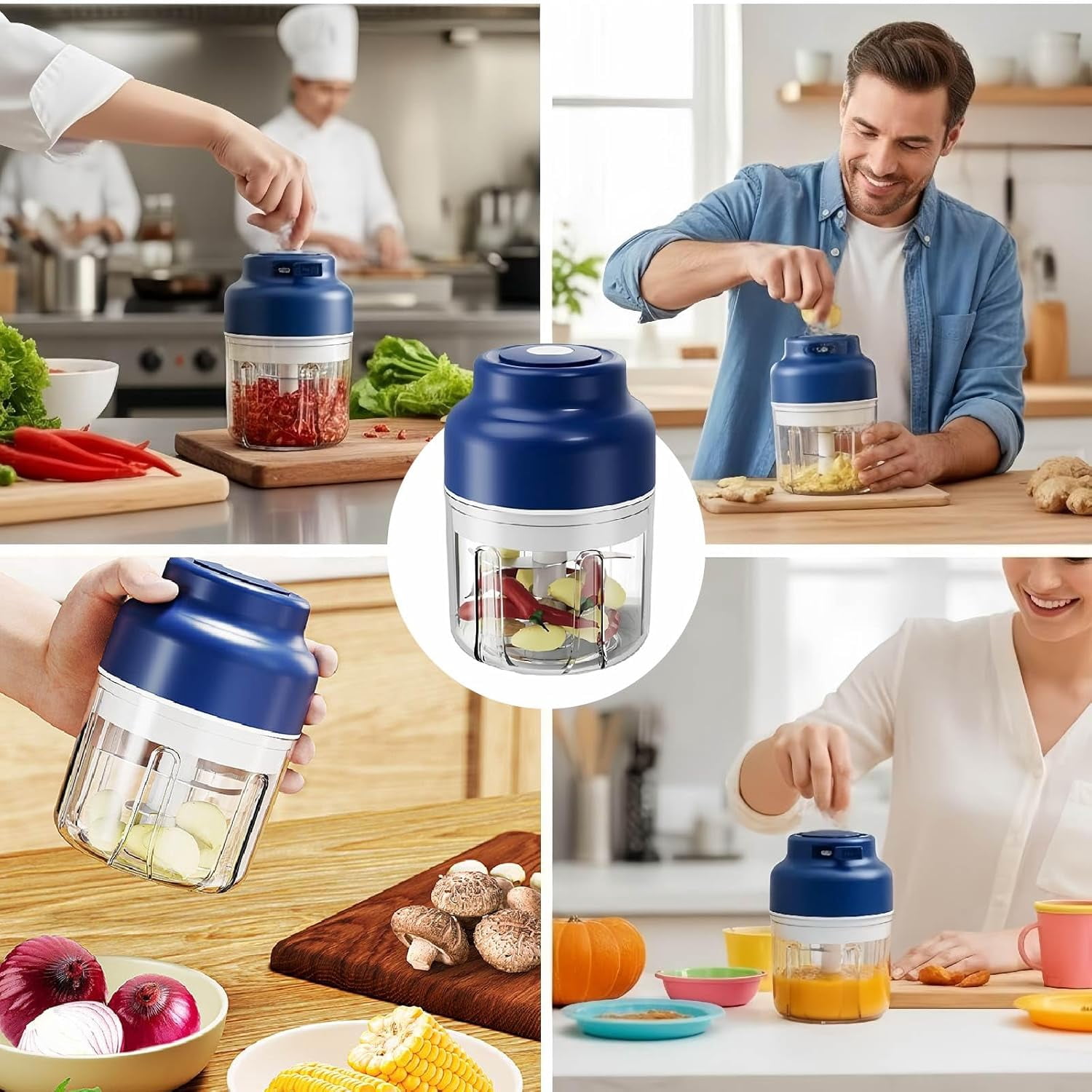 Household Electric Garlic Crusher, Cordless Mini Electric Garlic Chopper, Rechargeable Food Processor, Vegetable Chopper Blender, Chops in Seconds, No More Garlic Hands for Easy Food Prep