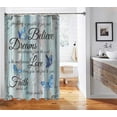 thumbnail image 5 of Rustic Farmhouse Shower Curtain, Blue Butterfly White Cotton Flower Inspirational Quotes Shabby Chic French Country Bathroom Decor Waterproof Fabric Shower Curtain, 72 X 72 Inch, Amazing Grace, 5 of 6